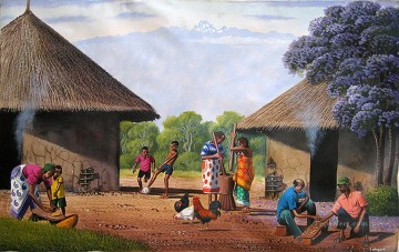 アフリカの伝統的な民家 Oil Paintings